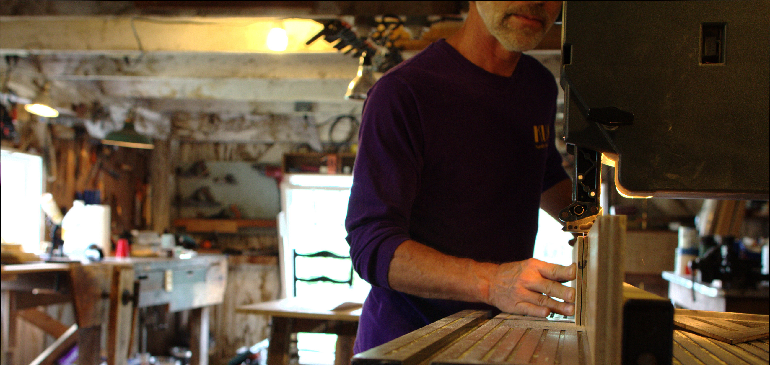 Handcrafted wooden skis in the workshop